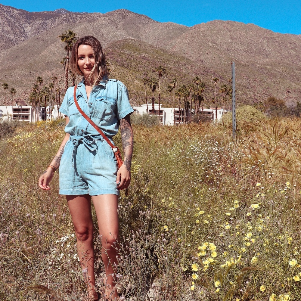 CURRENT/ELLIOTT Denim Shorts Romper (1)